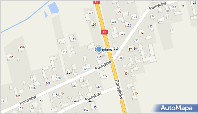Pomyków, Pomyków, 115, mapa Pomyków