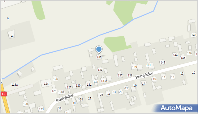 Pomyków, Pomyków, 135, mapa Pomyków