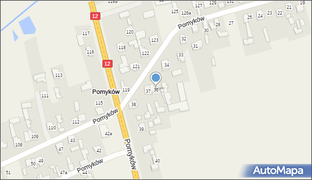 Pomyków, Pomyków, 36, mapa Pomyków