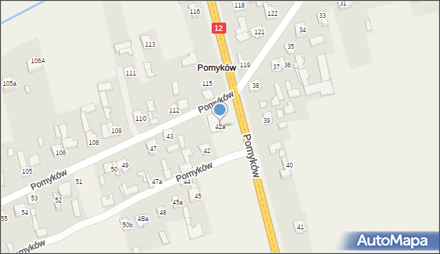 Pomyków, Pomyków, 42a, mapa Pomyków