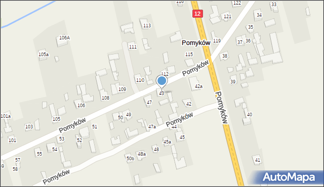 Pomyków, Pomyków, 43, mapa Pomyków