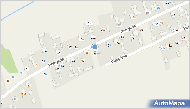 Pomyków, Pomyków, 58, mapa Pomyków