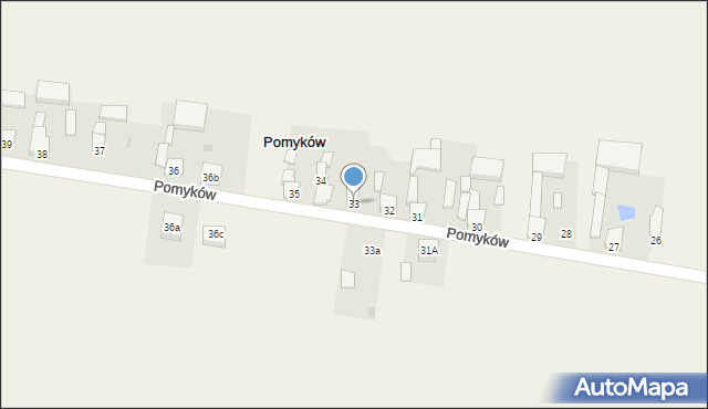 Pomyków, Pomyków, 33, mapa Pomyków
