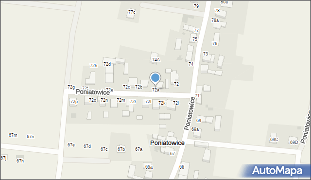 Poniatowice, Poniatowice, 72a, mapa Poniatowice