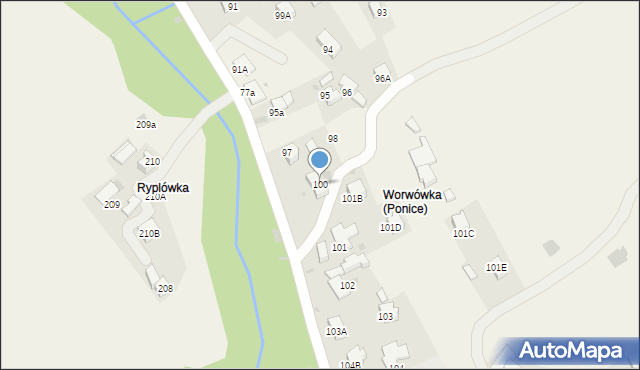 Ponice, Ponice, 100, mapa Ponice