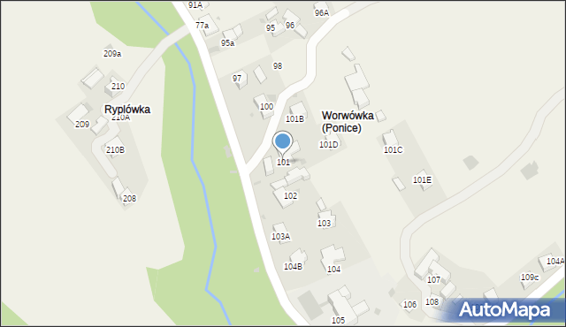 Ponice, Ponice, 101, mapa Ponice
