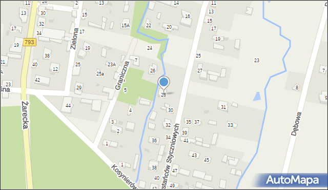 Ponik, Powstańców Styczniowych, 28, mapa Ponik