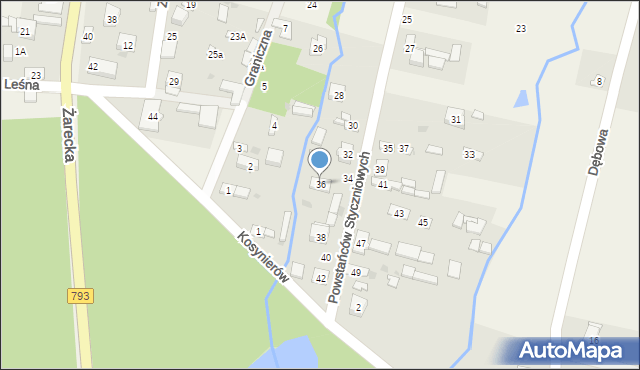 Ponik, Powstańców Styczniowych, 36, mapa Ponik