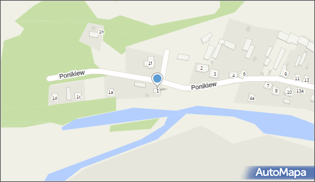 Ponikiew, Ponikiew, 1, mapa Ponikiew