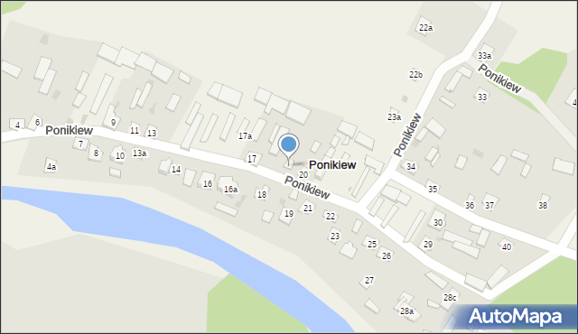 Ponikiew, Ponikiew, 20A, mapa Ponikiew