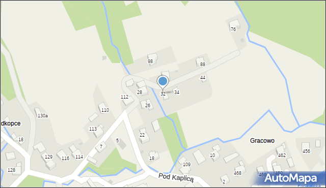 Ponikiew, Pod Kaplicą, 32, mapa Ponikiew