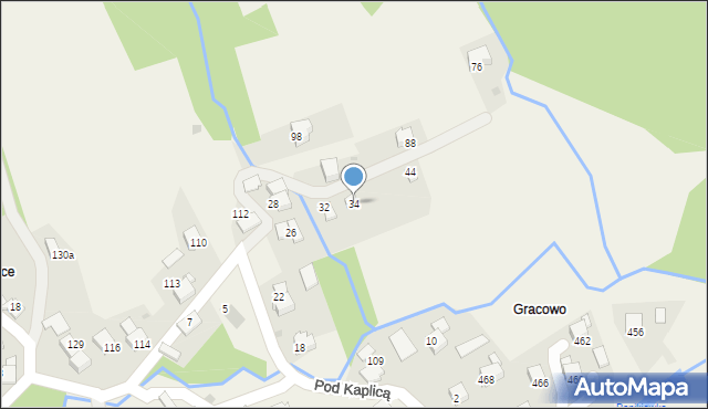 Ponikiew, Pod Kaplicą, 34, mapa Ponikiew