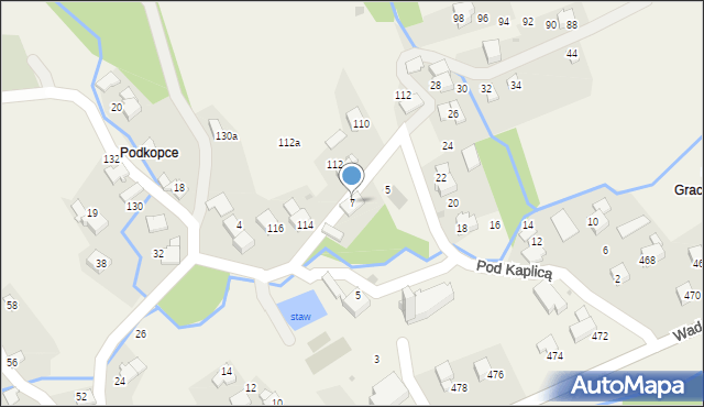 Ponikiew, Pod Kaplicą, 7, mapa Ponikiew