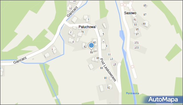 Ponikiew, Pod Leskowcem, 84, mapa Ponikiew