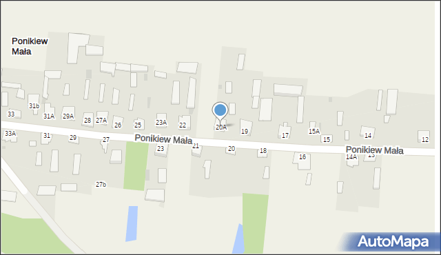 Ponikiew Mała, Ponikiew Mała, 20A, mapa Ponikiew Mała