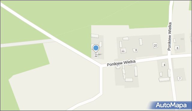 Ponikiew Wielka, Ponikiew Wielka, 12, mapa Ponikiew Wielka