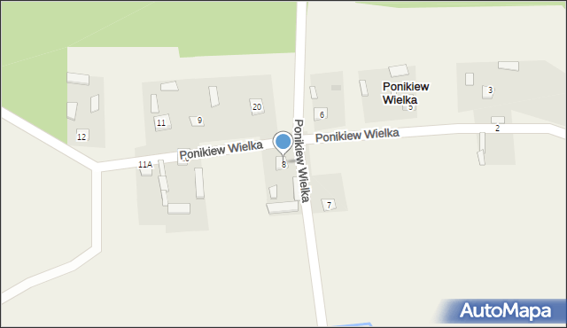 Ponikiew Wielka, Ponikiew Wielka, 8, mapa Ponikiew Wielka