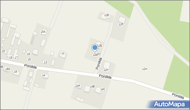 Ponikła, Ponikła, 12A, mapa Ponikła
