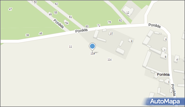 Ponikła, Ponikła, 11a, mapa Ponikła