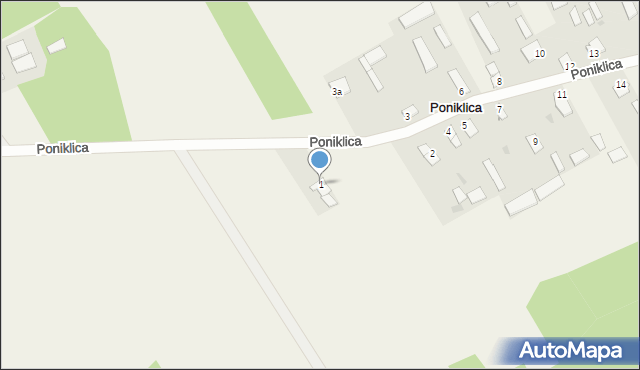 Poniklica, Poniklica, 1, mapa Poniklica