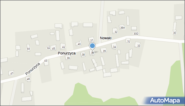 Ponurzyca, Ponurzyca, 36, mapa Ponurzyca