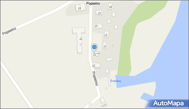 Popielno, Popielno, 11, mapa Popielno