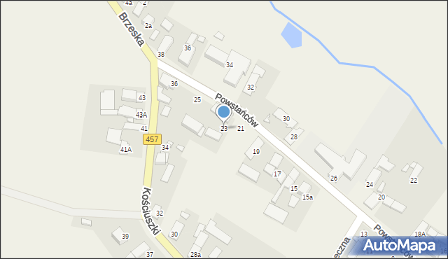 Popielów, Powstańców, 23, mapa Popielów