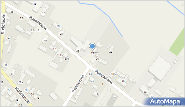 Popielów, Powstańców, 24, mapa Popielów