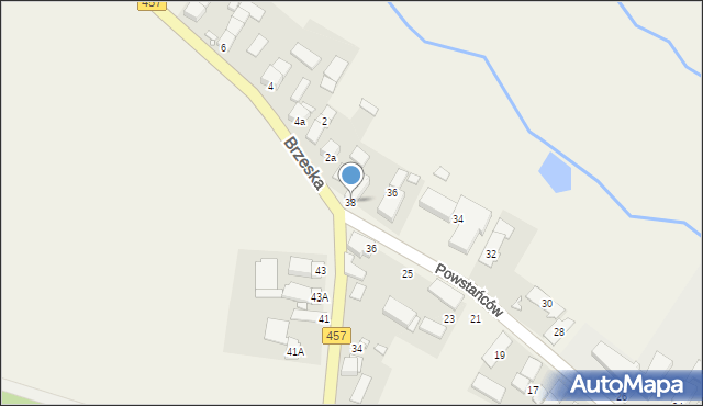 Popielów, Powstańców, 38, mapa Popielów