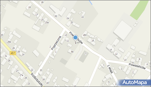 Popielów, Powstańców, 9, mapa Popielów