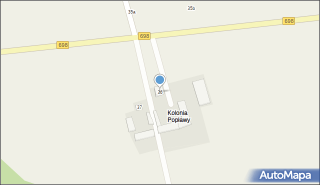 Popławy, Popławy, 36, mapa Popławy