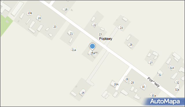 Popławy, Popławy, 25A, mapa Popławy