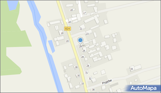 Popów, Popów, 24, mapa Popów