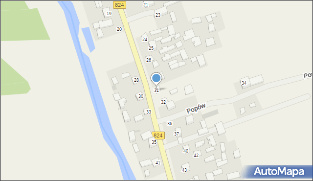 Popów, Popów, 31, mapa Popów