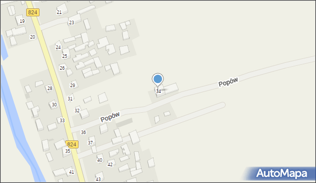 Popów, Popów, 34, mapa Popów