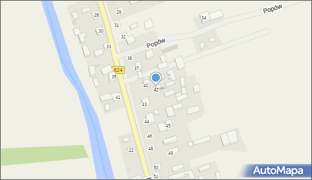 Popów, Popów, 42, mapa Popów
