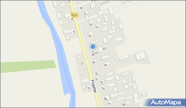 Popów, Popów, 46, mapa Popów