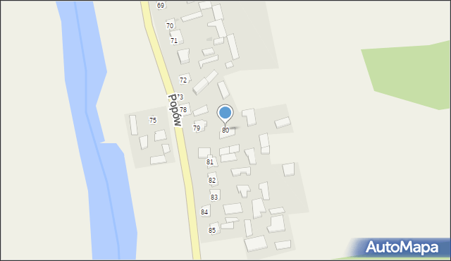 Popów, Popów, 80, mapa Popów