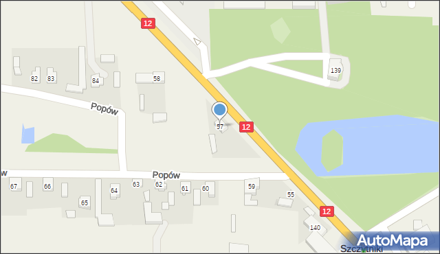Popów, Popów, 57, mapa Popów