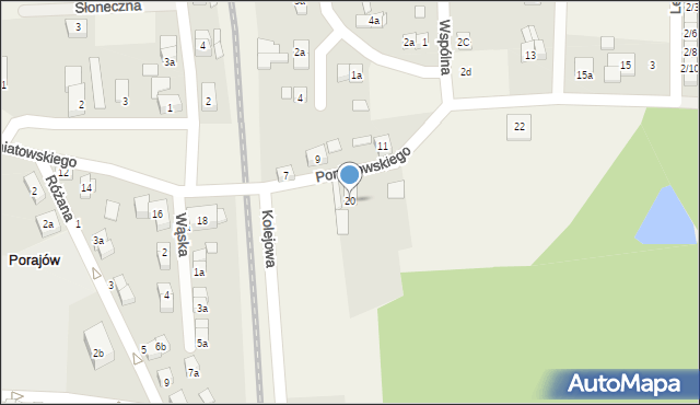 Porajów, Poniatowskiego, 20, mapa Porajów