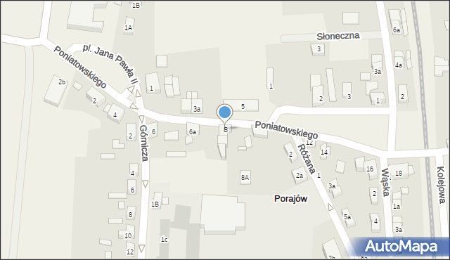 Porajów, Poniatowskiego, 8, mapa Porajów