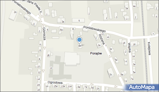 Porajów, Poniatowskiego, 8A, mapa Porajów