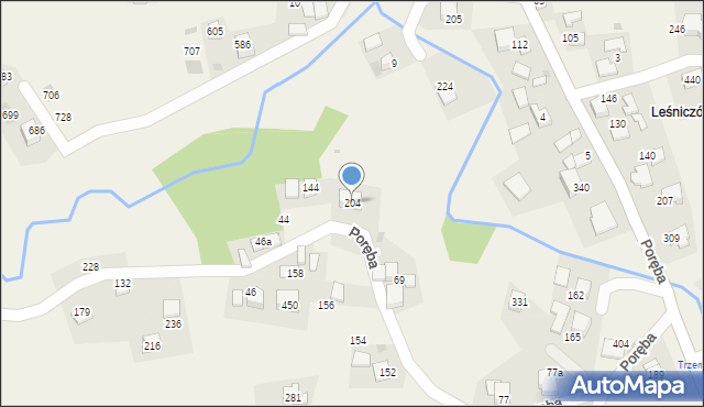 Poręba, Poręba, 204, mapa Poręba