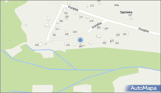 Poręba, Poręba, 349, mapa Poręba