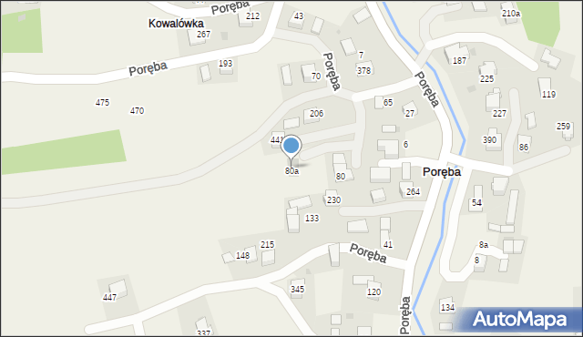 Poręba, Poręba, 80a, mapa Poręba