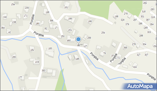 Poręba, Poręba, 88, mapa Poręba