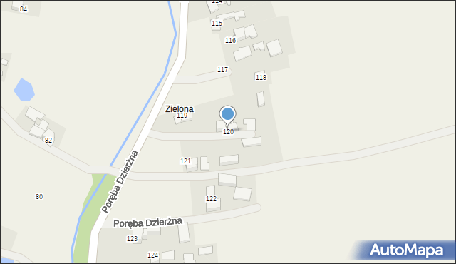 Poręba Dzierżna, Poręba Dzierżna, 120, mapa Poręba Dzierżna