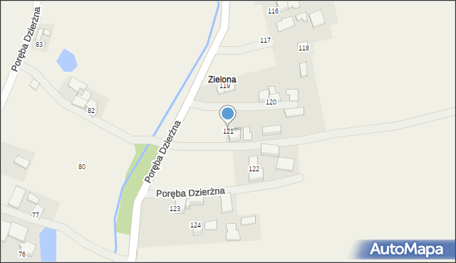 Poręba Dzierżna, Poręba Dzierżna, 121, mapa Poręba Dzierżna
