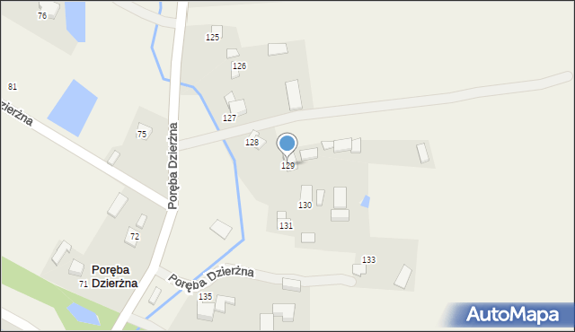 Poręba Dzierżna, Poręba Dzierżna, 129, mapa Poręba Dzierżna