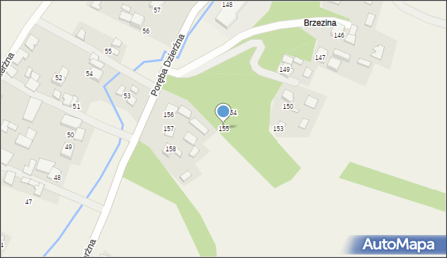 Poręba Dzierżna, Poręba Dzierżna, 155, mapa Poręba Dzierżna